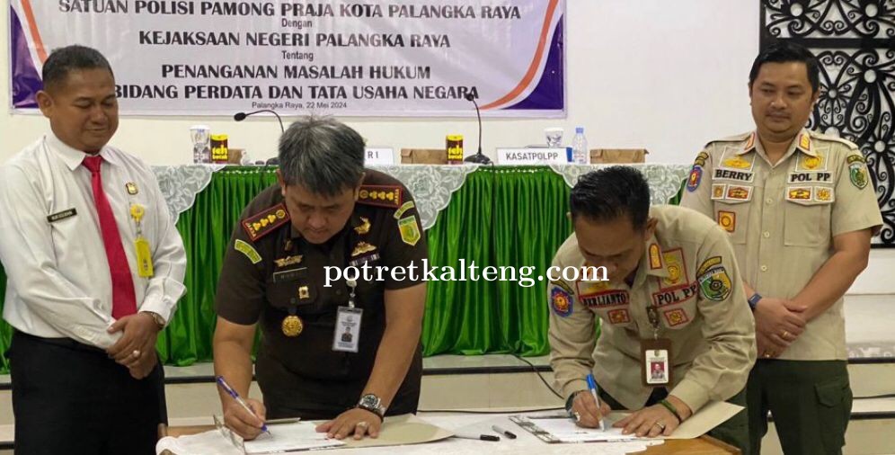 Satpol PP Kota Palangka Raya dan Kejari Palangka Raya Tanda Tangani Kerja Sama di Bidang Datun