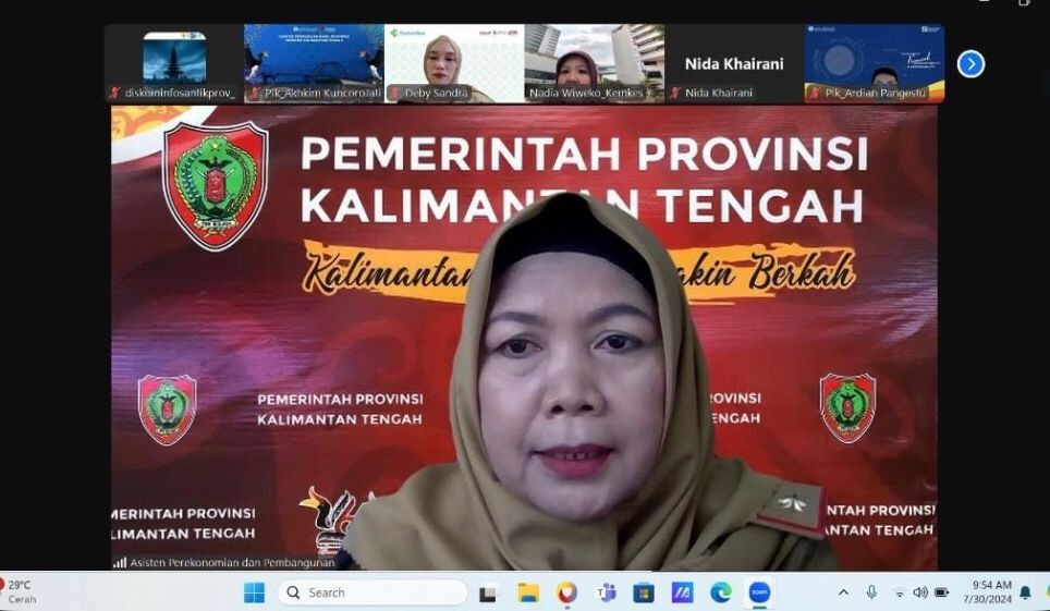 Asisten Ekbang Sri Widanarni Hadiri Rakor Persiapan Harvesting BBI/BBWI di Kalteng Secara Virtual