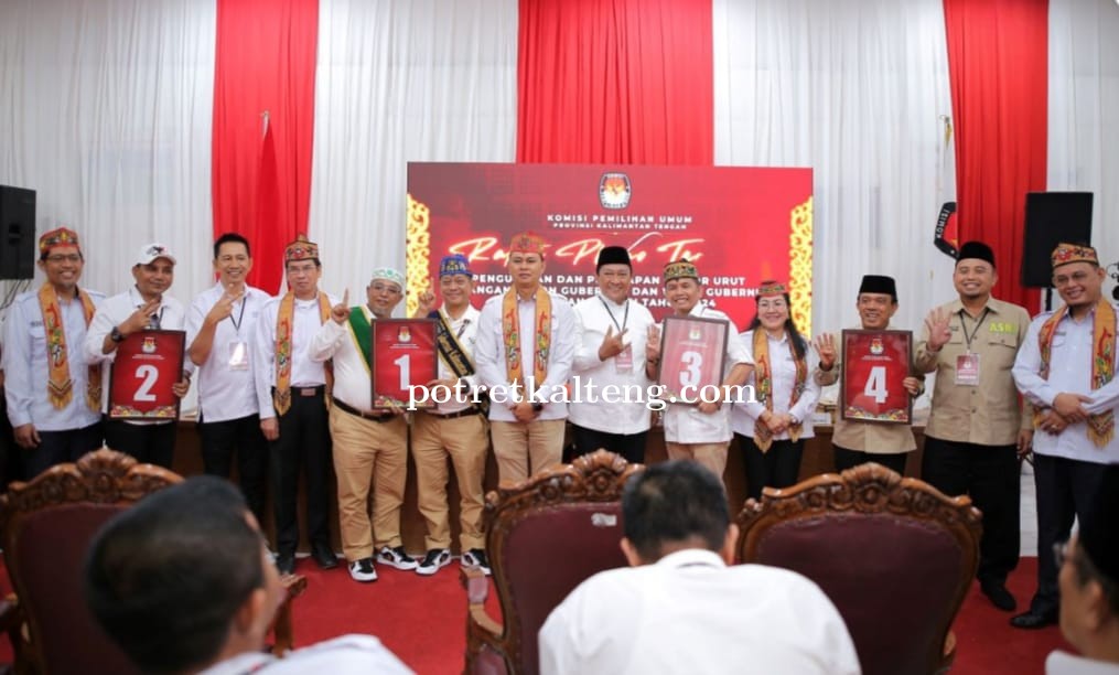 KPU Kalteng Tetapkan Nomor urut Paslon Gubernur Dan Wakil Gubernur Kalteng Tahun 2024