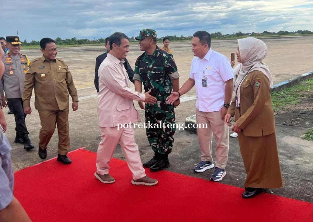 Kadis TPHP Kalteng Sambut Kunjungan Kerja Menteri Pertanian di Bandara Tjilik Riwut