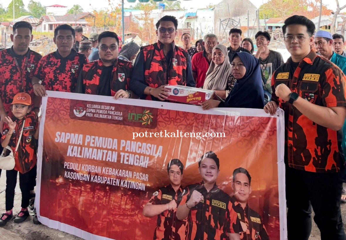 Wujudkan Kepedulian, SAPMA PP Kalteng Salurkan Bantuan untuk Korban Kebakaran Pasar Kasongan