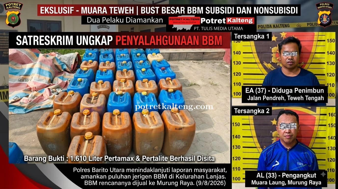 Polres Barito Utara Ungkap Dugaan Penyalahgunaan 1,6 Ton BBM di Lanjas