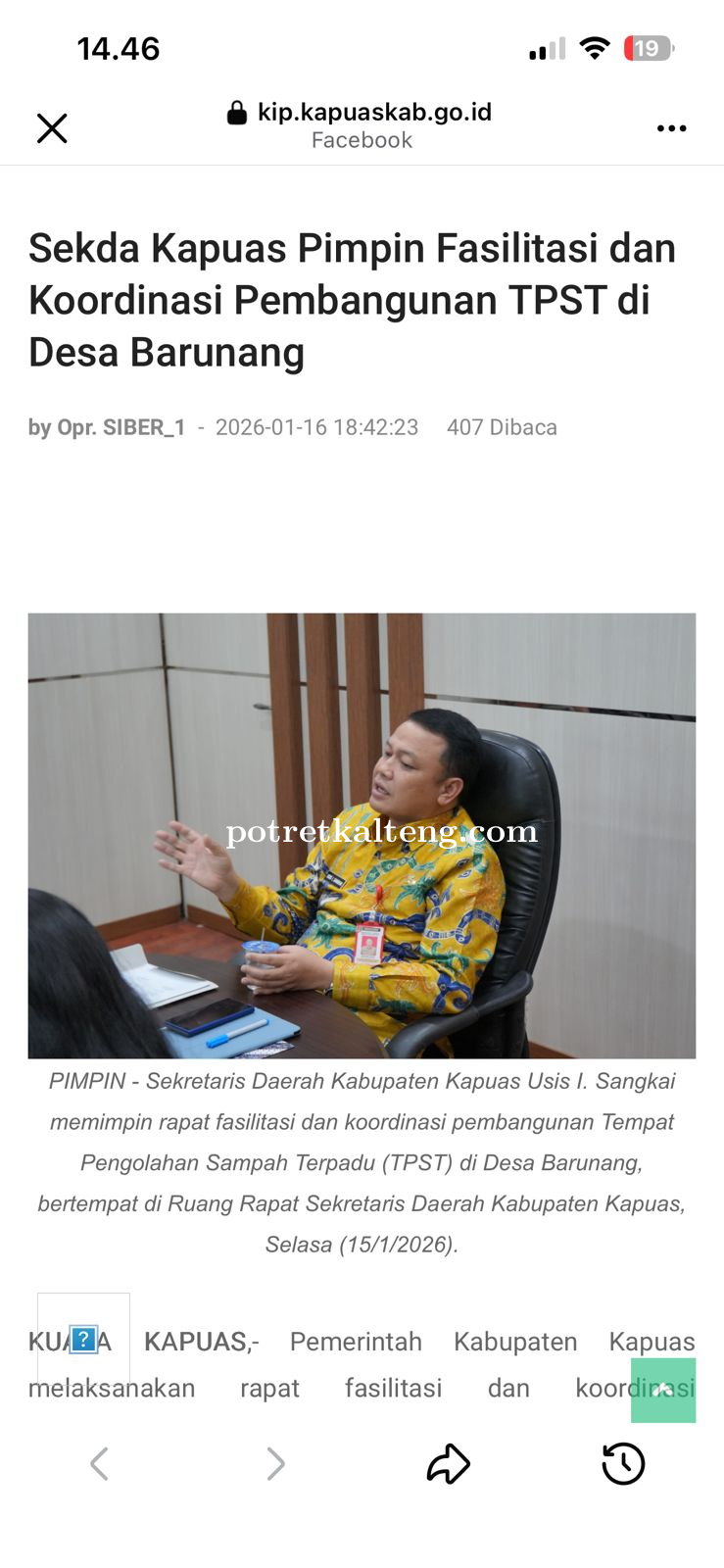 Sekda Kapuas Pimpin Koordinasi Pembangunan TPST di Desa Barunang