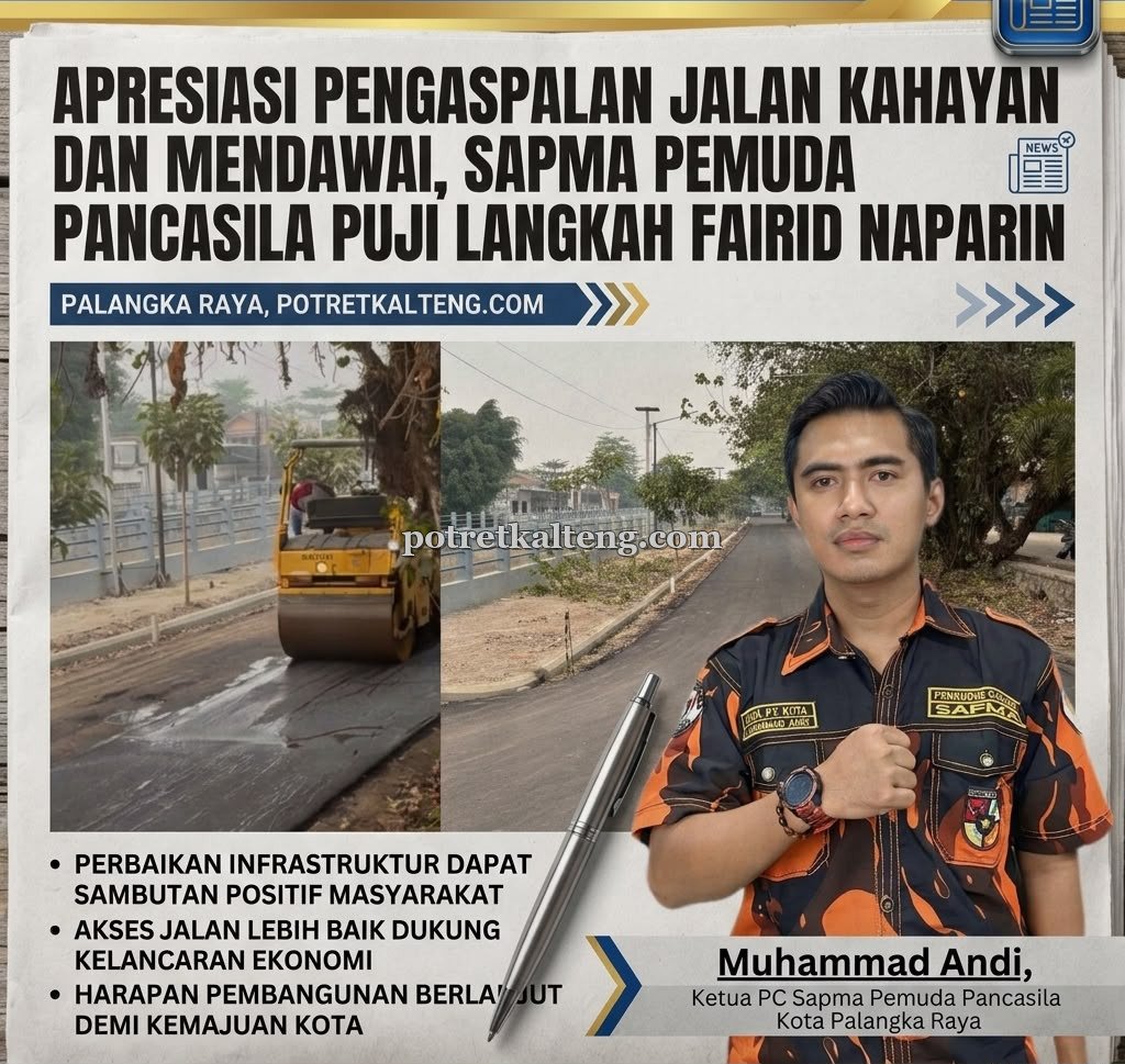 Apresiasi Pengaspalan Jalan Pasar Kahayan dan Mendawai, Sapma Pemuda Pancasila Puji Langkah Fairid Naparin