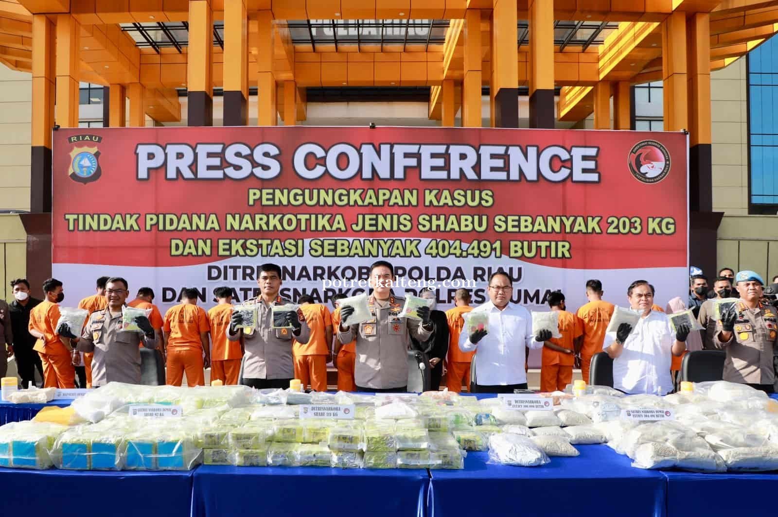Catat Sejarah, Polda Riau Ungkap Kasus 203 KG Sabu dan 404.491 Butir Ekstasi