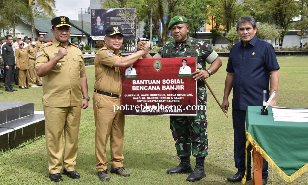 Tangani Dampak Banjir, Gubernur Kalteng Sugianto Sabran Sinergi dengan Korem Panju Panjung
