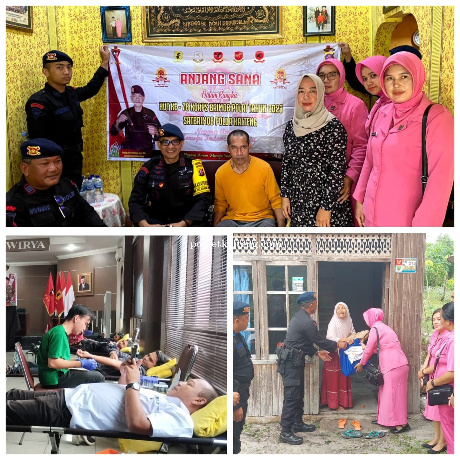 Baksos Dan Donor Darah Oleh Satbrimob Polda Kalteng  Warnai Perinngatan Hut Brimob POLRI  ke 78