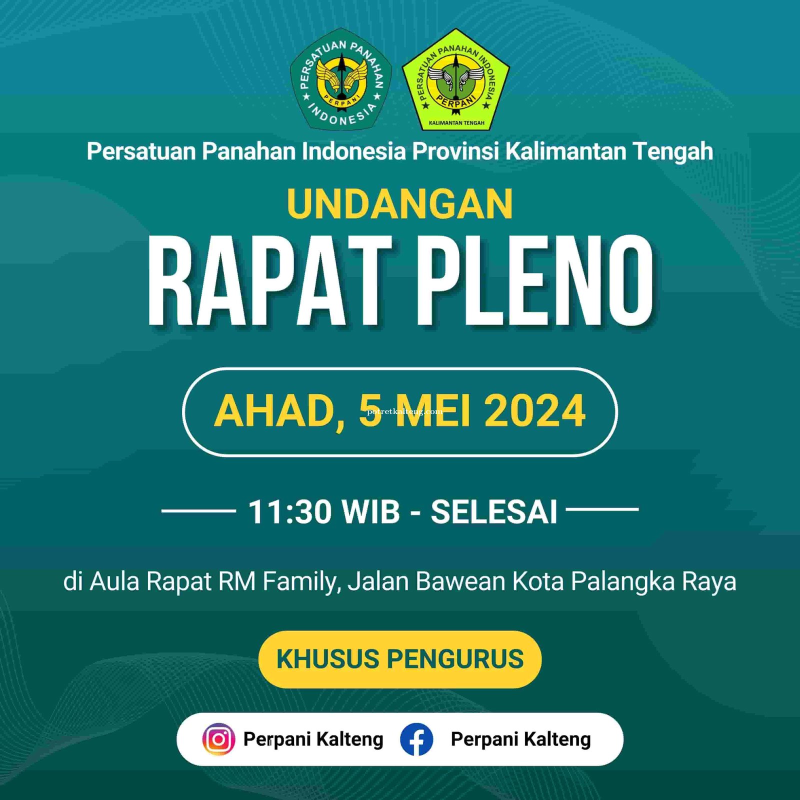 Usai Berkabung, Perpani Kalteng Agendakan Rapat Pleno Pemilihan Plt Ketua Umum Besok!
