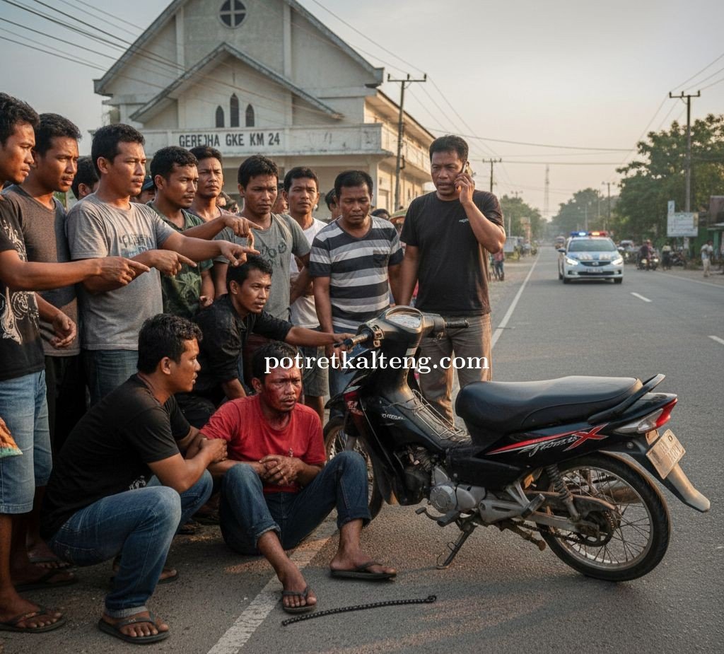Lupa Cabut Kunci, Warga Hajak Raya Nyaris Kehilangan Motor, Pelaku Tertangkap Karena Rantai Putus Di