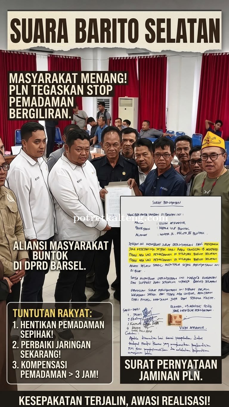 PLN Sepakati Hentikan Pemadaman Bergiliran di Barito Selatan Mulai 5 Agustus 2026