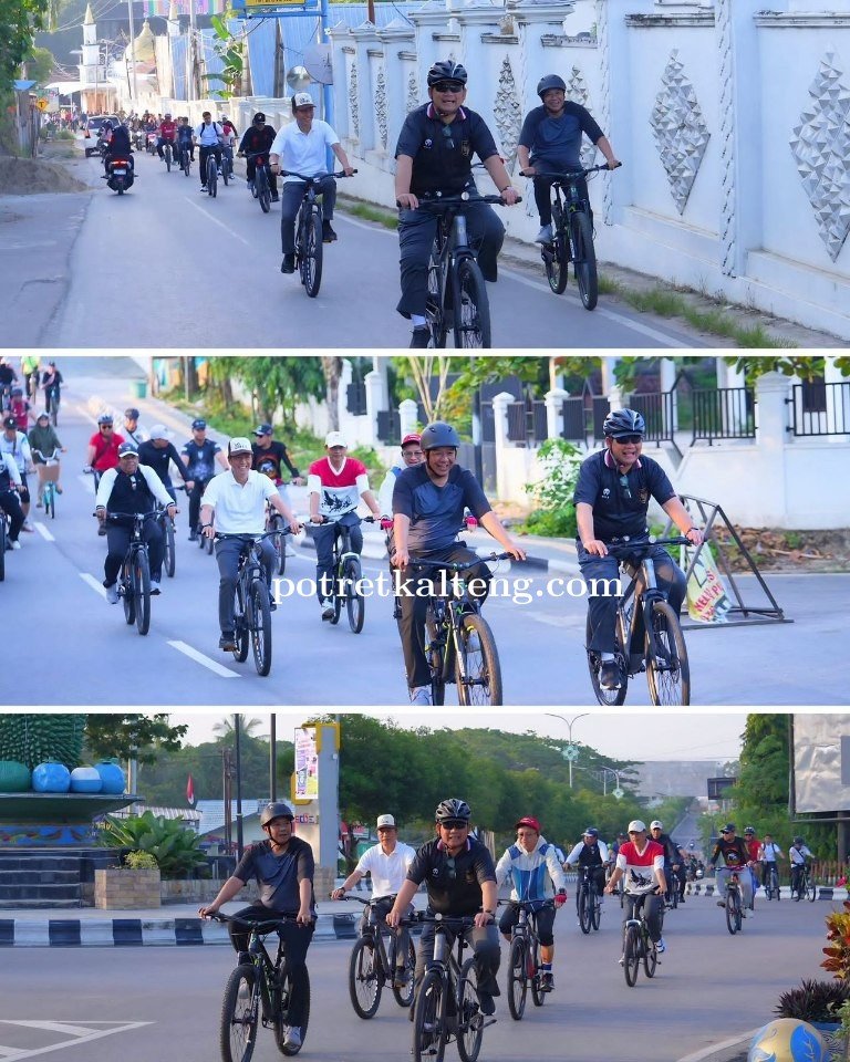 Bupati Barito Utara Pimpin Gowes Santai dan Senam Sehat Bersama dimuara teweh