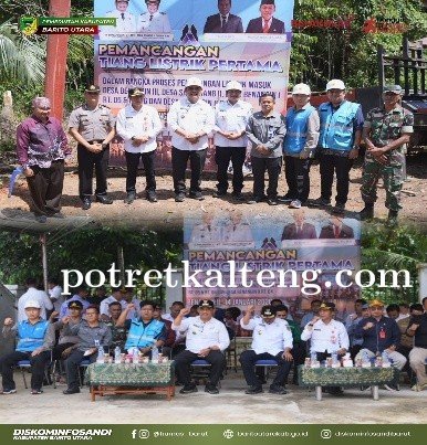 Bupati Barito Utara Resmikan Pemancangan Tiang Listrik di Empat Desa