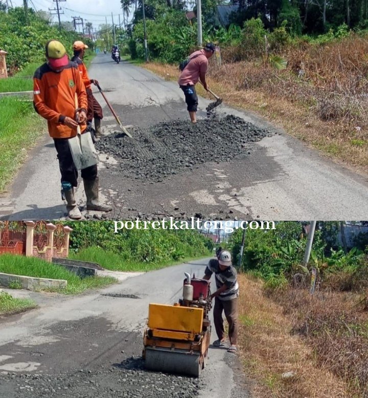 Respons Keluhan Masyarakat, Pemkab Kapuas Lakukan Penanganan Sementara Ruas Jalan Berlubang