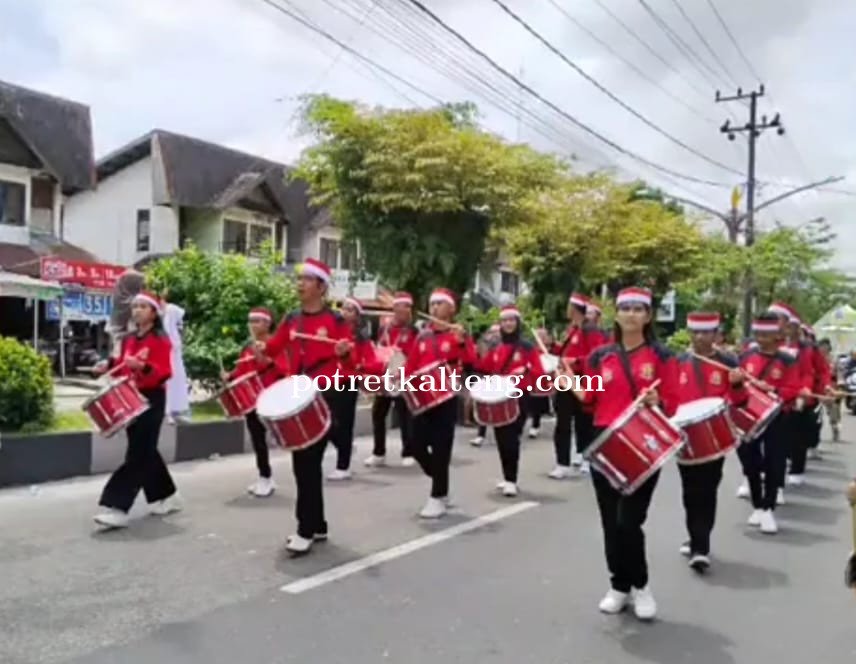 Korps Drumband Gerdayak Indonesia Provinsi Kalteng meriahkan Pawai Tarhib Ramadhan 1444 H