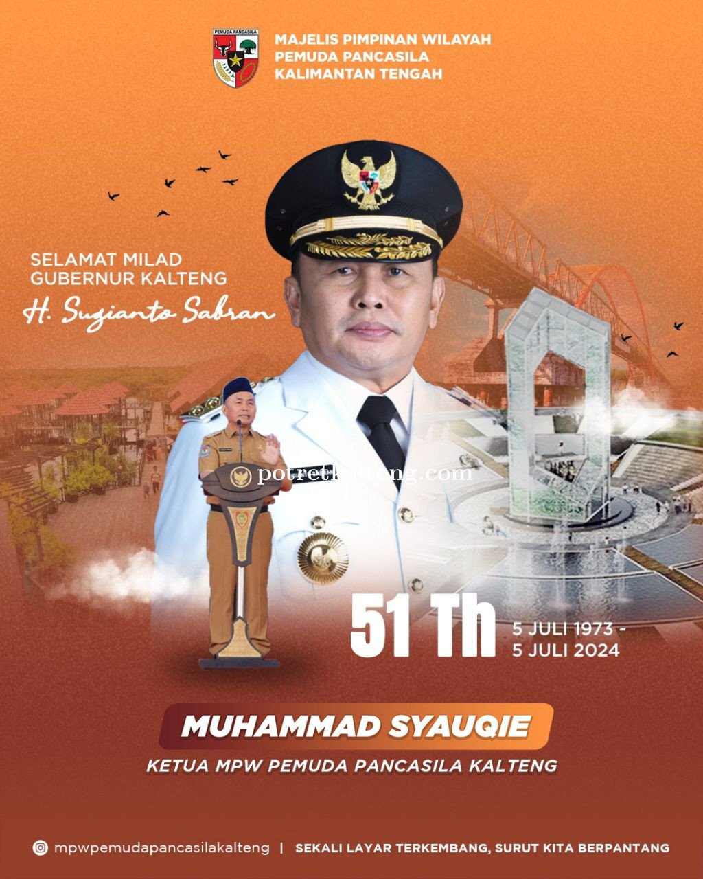 Momentum Ulang Tahun ke-51, Ketua MPW Pemuda Pancasila Doakan Gubernur Kalteng